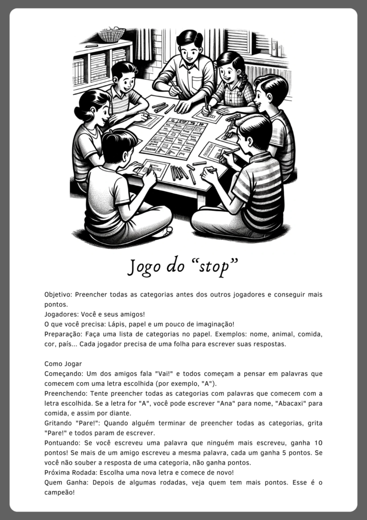 Atividades de interpretação de texto na regra do jogo Stop (parte 1)