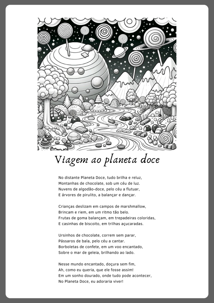 Atividades de interpretação de texto inspirada na poesia Viagem ao planeta doce (parte 1)